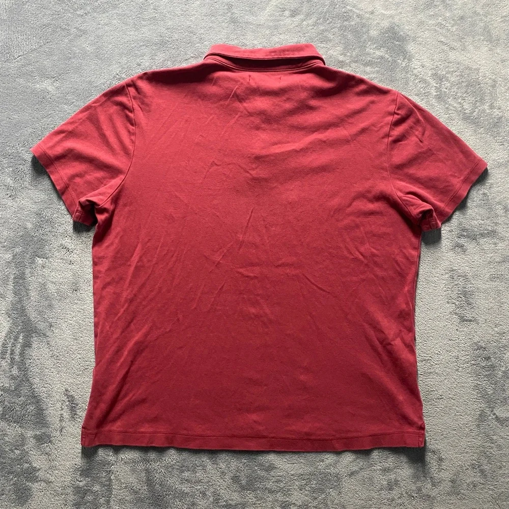 Banana Republic Mens Large Polo Shirt Red Short Sleeve Cotton 1588968 Burgundy